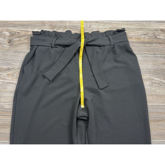 Maurices Black Paperbag High Rise Tie Waist Tapered Crepe Pants Size L - Picture 9 of 16